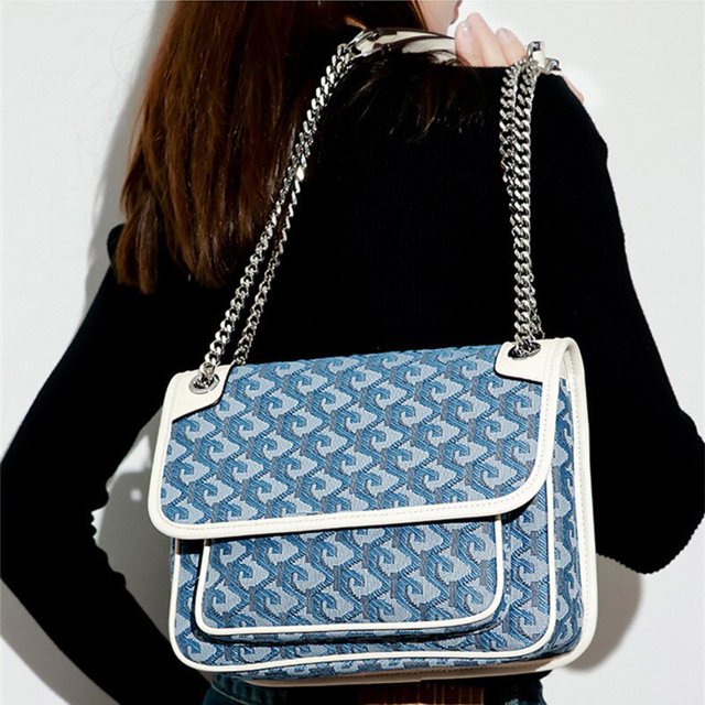 Bolso de diseñador de lujo para mujer, bandolera de lona para mujer, bolso de hombro con cadena, bolso de mano femenino de cuero en contraste qym unisex