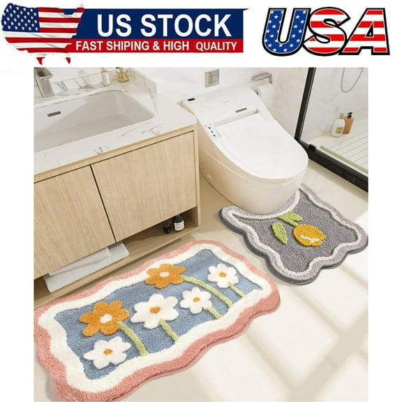 Bathroom Rug Set 2 Piece,Soft Pink Cute Bath Mat and U-Shaped Contour Toilet Rug,Absorbent Microfiber Plush Bath Rug Set,Non-Slip Bath Carpet,Machine Washable,32x20 Plus 22x20