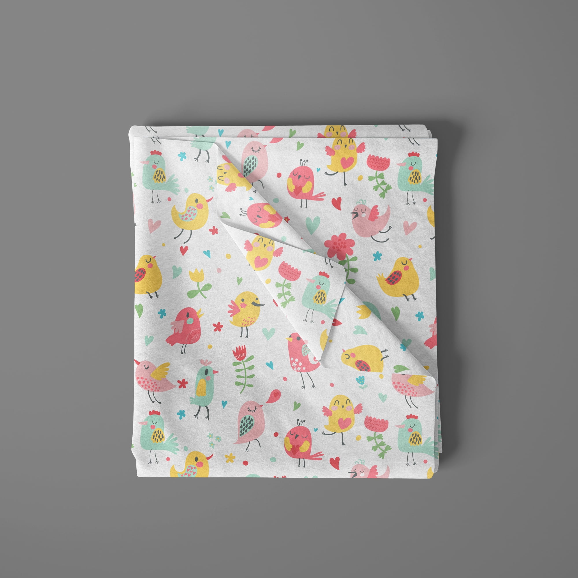 Mainstays 42" Light-weight Flannel Fabric Multi Birds by the Yard, White