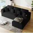 thumbnail image 3 of Wiilayok 110" L-Shape Cloud Sectional Couch with Oversized Chaise,Modern Modular Sofa with Cup Holder and Side Pouch,Comfy Boneless Upholstered Couches for Living Room,Black, 3 of 8