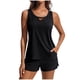 thumbnail image 2 of Tankini de moda para mujer, color sólido con cojín en el pecho y sin soporte de acero, traje de baño holgado con cordón dividido, traje de baño de dos piezas para mujer, trajes de baño tankini para mu, 2 of 6