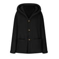 thumbnail image 4 of Quinlirra Jackets for Women Winter Women Hooded Sweater Coat Winter Warm Wool Zipper Coat Long Sleeve Outwear XL Black, 4 of 6