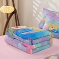 thumbnail image 5 of jejeloiu Watercolor Gradient Graffiti Zipper Twin Comforter Sets with Fitted Sheet and 2 Pillowcases For Girls,Magical Rainbow Initial J Zipper Bedding Set For Kids,Pink Reversible,4-Piece, 5 of 7