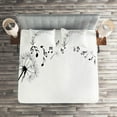 thumbnail image 2 of Ambesonne Music Quilted Coverlet 3 Pcs, Meadow Dandelions Floral, King Size, Black White, 2 of 2
