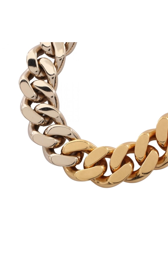 Pre-Owned Yves Saint Laurent Saint Laurent Paris Cuban Chain Necklace in Gold-Plated Stainless...