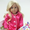 thumbnail image 3 of Sophia's Hot Pink Satin Pajamas and White Fuzzy Slippers Set for 18" Dolls, 3 of 6