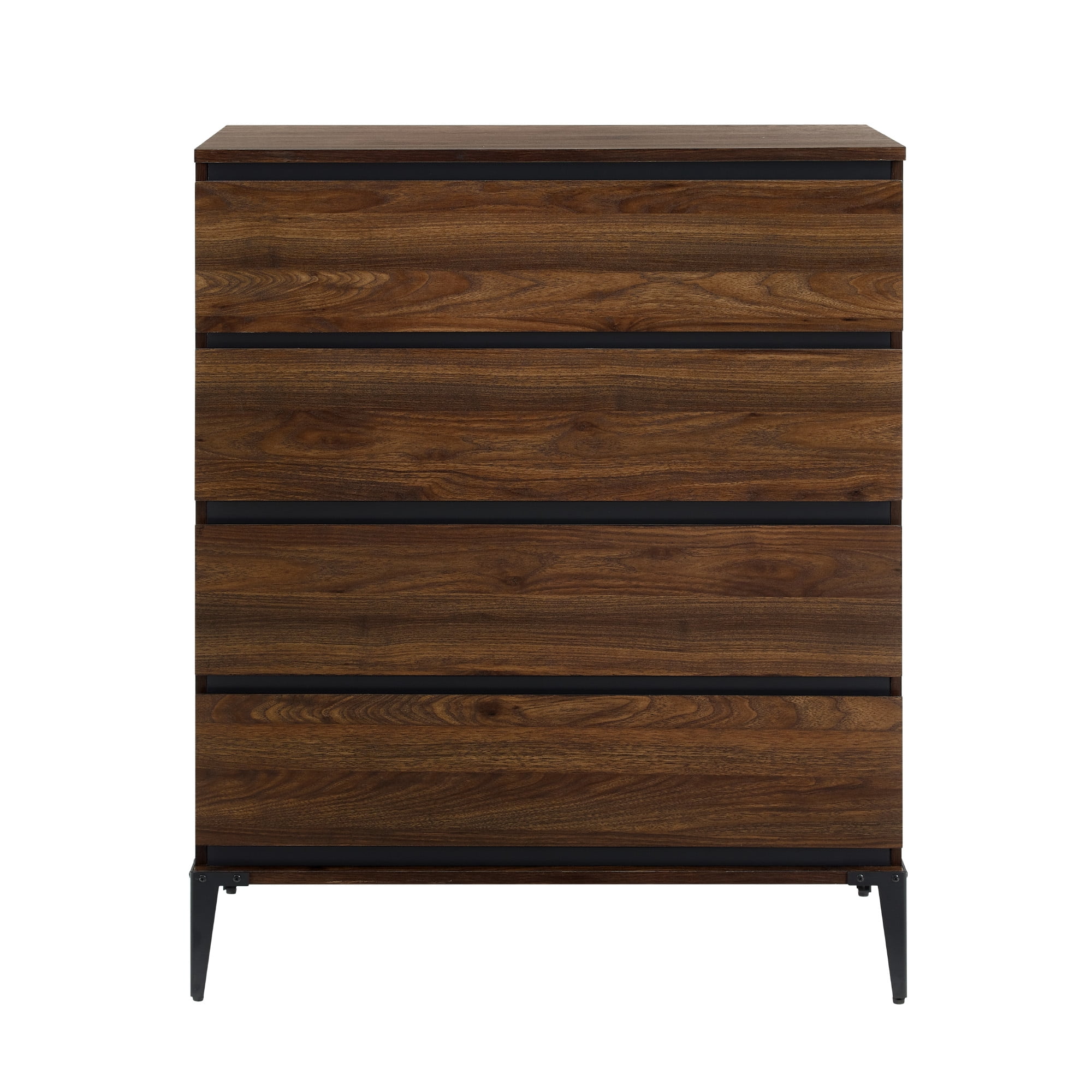 Walker Edison Urban Industrial 4 Drawer Vertical Dresser, Dark Walnut