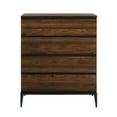 thumbnail image 5 of Walker Edison Urban Industrial 4 Drawer Vertical Dresser, Dark Walnut, 5 of 10