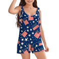 thumbnail image 1 of Girls' Casual Comfortable And Breathable Independence Day Print Jumpsuit, 1 of 5