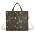 thumbnail image 7 of FORMRS Womens Corduroy Tote Bag Crossbody Shoulder Purse Handbag with Detachable Strap, Green Forest Fox Pattern, 7 of 7