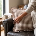 thumbnail image 5 of Cotton Ruffled Throw Pillow Cover Checkered Frill Cushion Cover Cottagecore Sofa Decor Brown Plaid A, 5 of 7