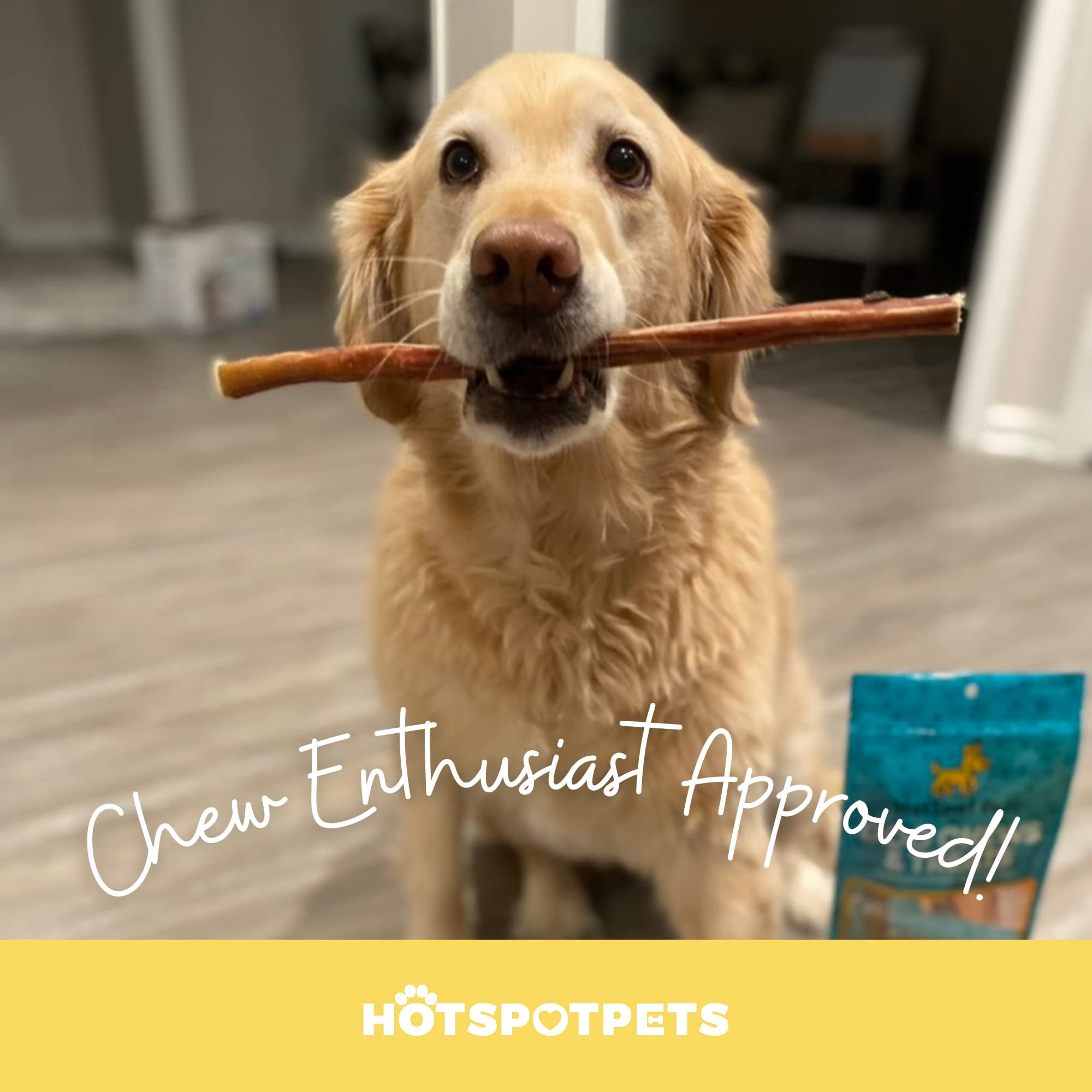 HotSpot Pets All Natural Bully Sticks 12 Inch - 6 Pack, Premium Long Lasting Chews for Large Dogs, 100% Beef