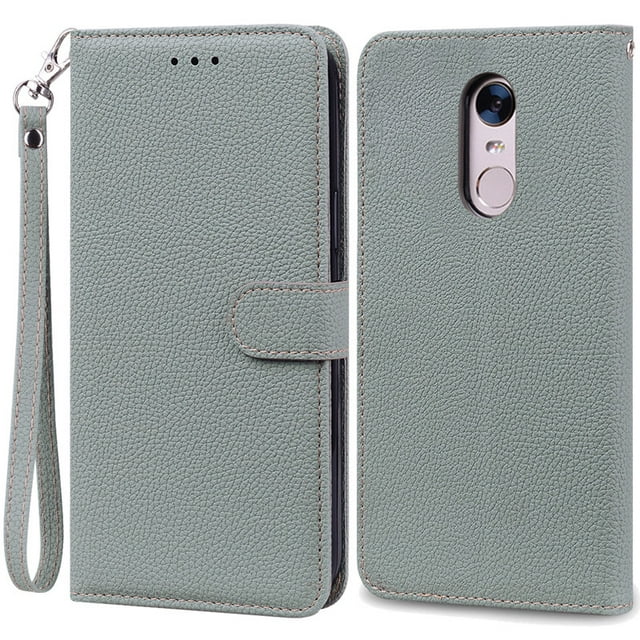 For Xiaomi Redmi 5 Plus Case Redmi 5 Shockproof Wallet Flip Case for Xiomi Redmi 5 plus 5plus Phone Cases Leather Fundas Shell Grey -Strap For Redmi 5