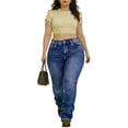thumbnail image 5 of QERINTE Womens Plus Size bootcut Jeans High Waisted Stretchy Embroidered Jeans Curvy, 5 of 5