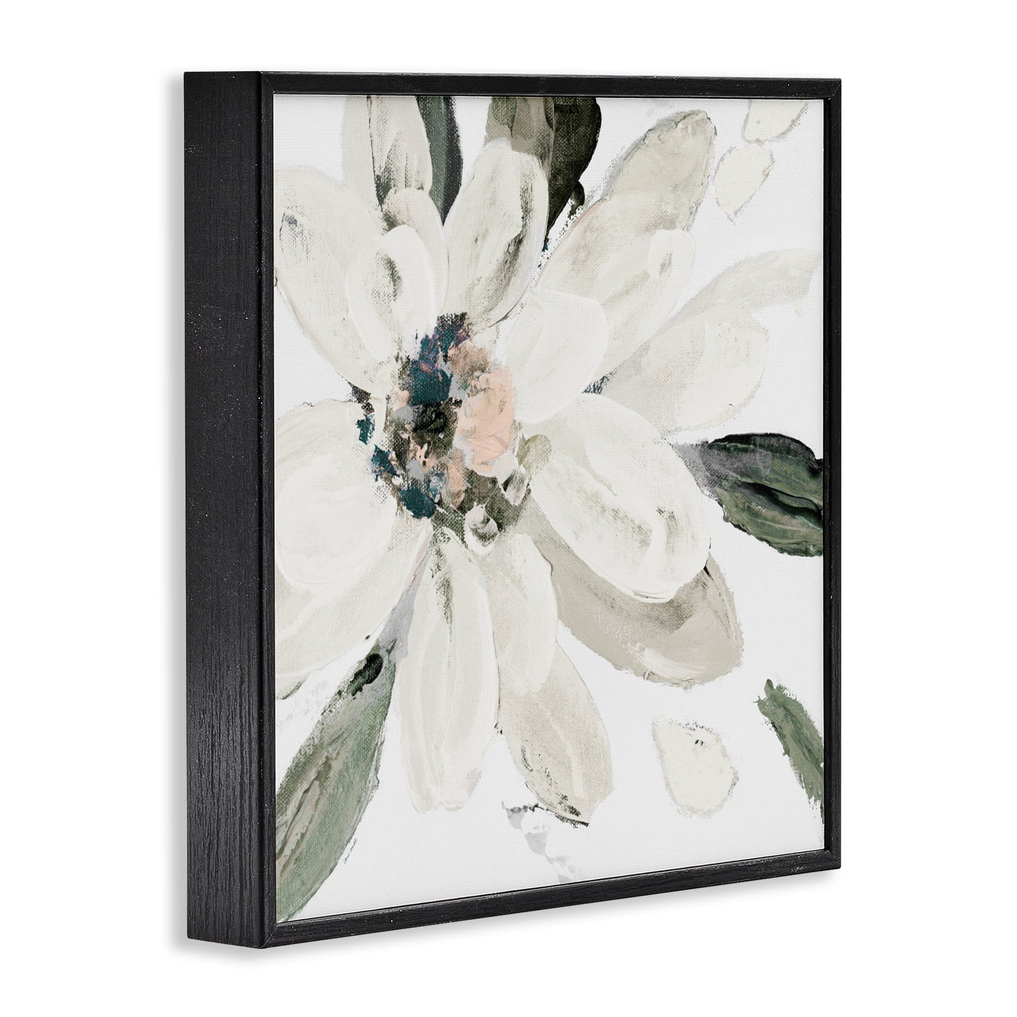 Stupell Industries Naturally Blooming White Flower Black Framed Giclee Art, design by Lanie Loreth