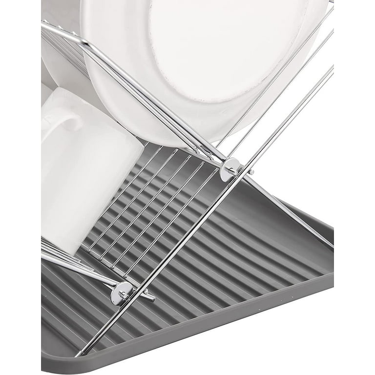 Foldable & Compact Kitchen stainless steel 2-Tier Dish Drainer Drying Rack