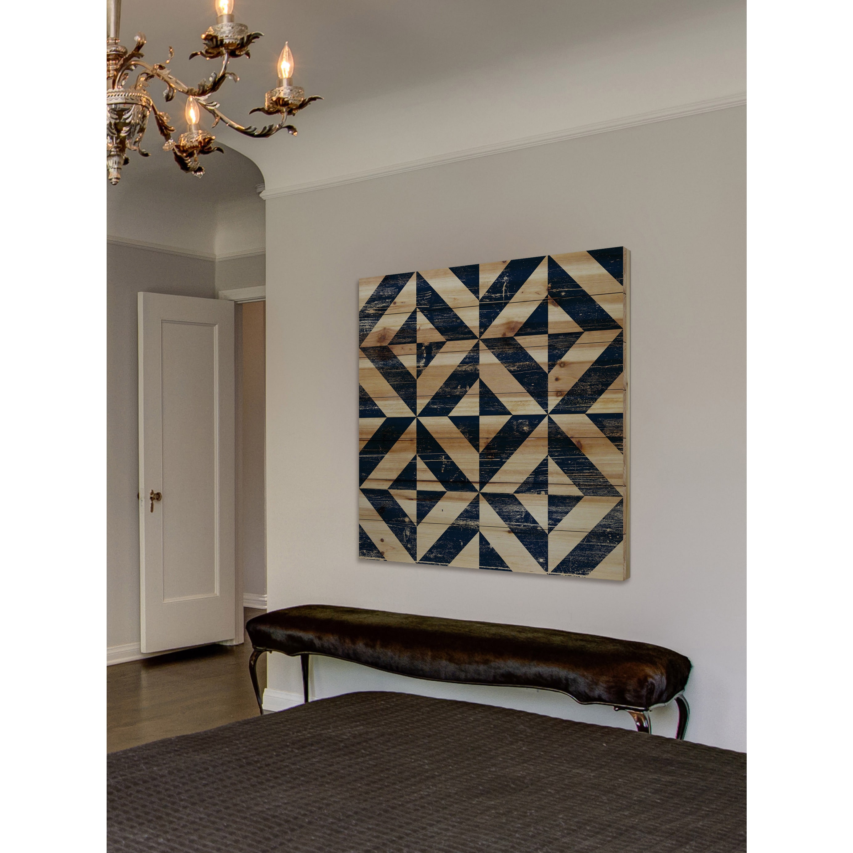 "Square Jigsaw" Painting Print on Natural Pine Wood