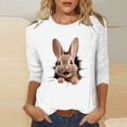 thumbnail image 2 of YanHoo Hauts pour Femmes Manches 3/4 Col Rond T-Shirt Imprimé de Pâques Décontracté Joyeuses Pâques Lapin Hauts T-Shirts de Printemps Amusants Œufs de Pâques Graphiques Cadeaux de Pâques pour Femmes, 2 of 5