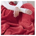 thumbnail image 3 of Throw Blanket for Couch Soft Knitted Textured Couch Cover Tweed Blanket with Fringe Tassel for Home Décor Bed Sofa Chair, 50" x 60", Christmas Red, 3 of 7