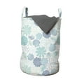 thumbnail image 1 of Botanical Laundry Bag, Repetitive Feather Mollusk Shell Succulent Print on Plain Backdrop, Basket with Handles Drawstring Closure for Laundromats, 13" x 19", White Seafoam Ceil Blue, by Ambesonne, 1 of 4