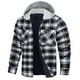 thumbnail image 1 of Chaqueta con capucha para hombre, camisa de franela a cuadros gruesos, abrigo de algodón de invierno de manga larga con forro acolchado y bolsillos, 1 of 2