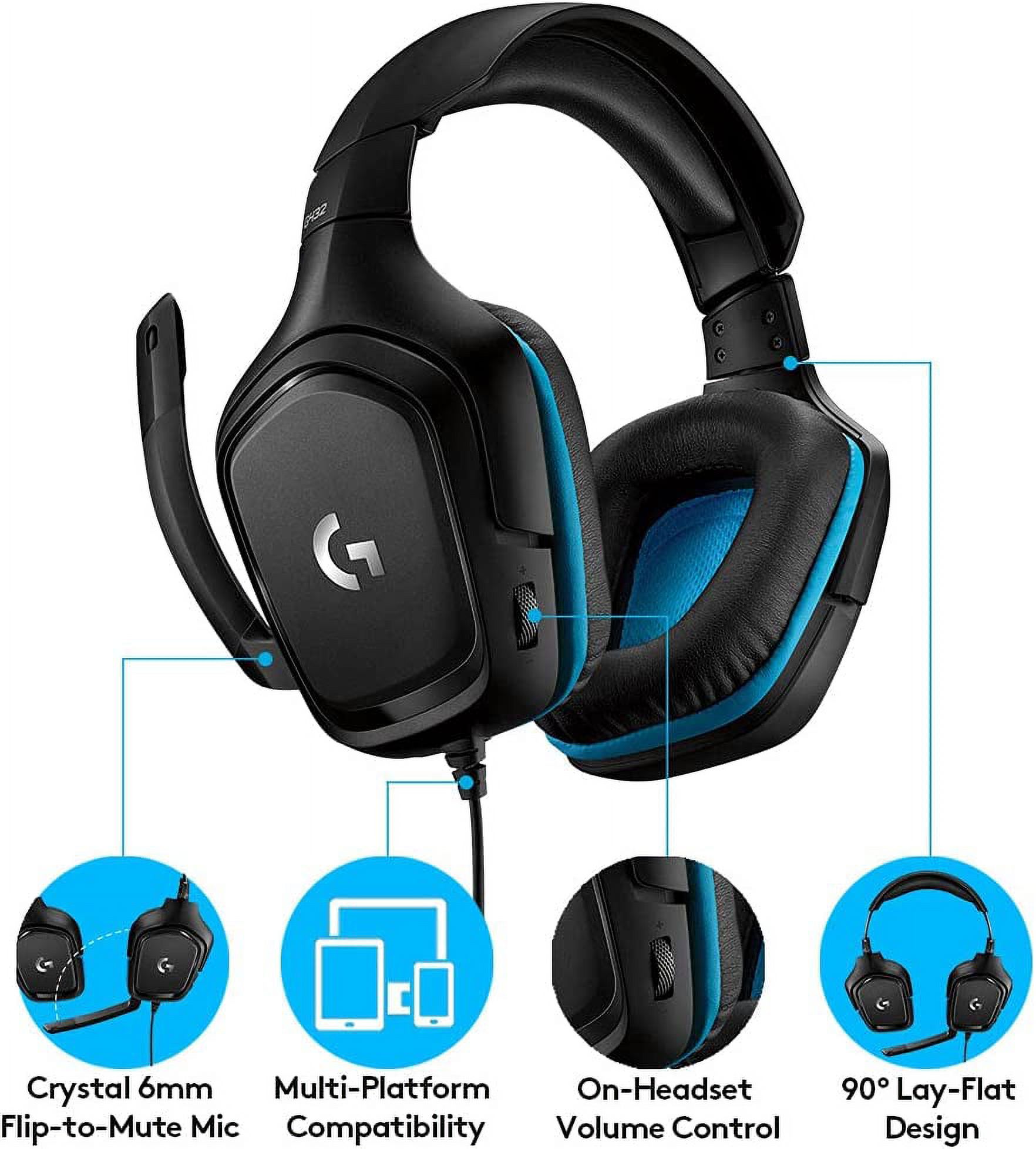 Logitech G432 Wired Gaming Headset, 7.1 Surround Sound, USB and 3.5 mm Jack, Black - image 5 of 7