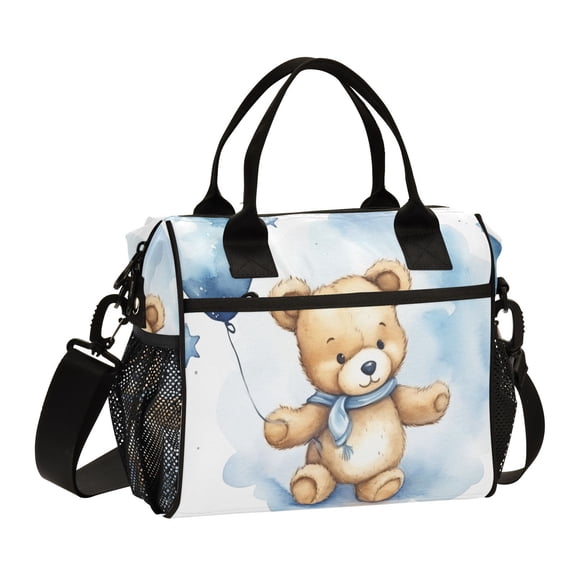 Bear Balloon and Stars Cooler Bag Lunch Bag Soft Cooler Cooling Tote Insulated Lunch Box for Adult Men Women