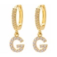 thumbnail image 1 of LSLJS Dainty Gold Plated Initial Hoop Earrings Letter Alphabet Dangle Earrings Fashion Sparkly Rhinestone Letter Initial Pendant Drop Earrings for Women Valent, 1 of 1