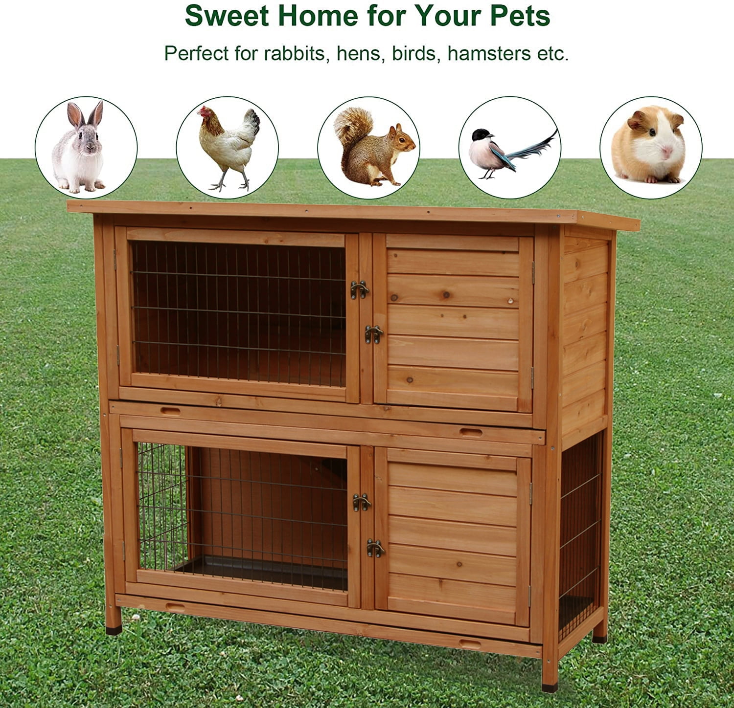 Buy 48 Bunny Hutch, Waterproof Wooden Chicken Coop, Outdoor Indoor