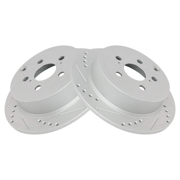 TRQ Rear Performance Brake Rotors Set Premium G-Coated Cross Drilled & Slotted Fits Select 2003-2006 Pontiac Vibe 2005-2010 Scion tC 2000-2005 Toyota Celica 2005-2006 Corolla Matrix