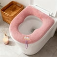 thumbnail image 4 of Gourd-Shaped Plush Toilet Seat Cover | Winter Bathroom Mat | Soft Fleece Fabric | Purple, Gray, Pink | 42x37cm | 1-Pack, 4 of 6
