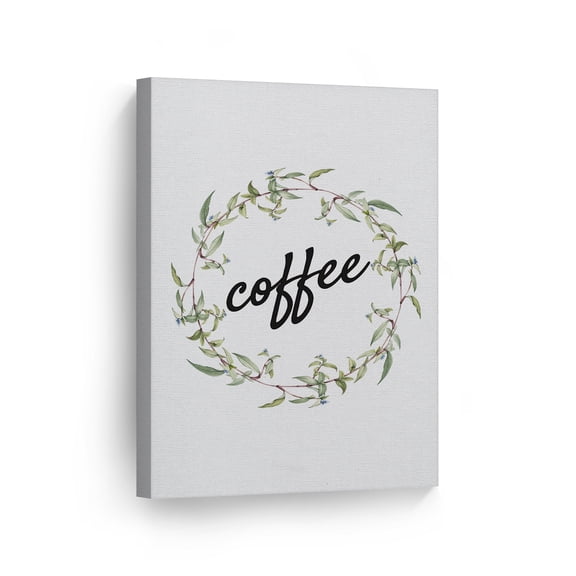 Smile Art Design Coffee Floral Frame Canvas Wall Art Print Coffee Sign Kitchen Decor Quote Inspirational Gift Farmhouse Decor Restaurant Office Coffee Shop Dining Room Decoration Gift 36x24