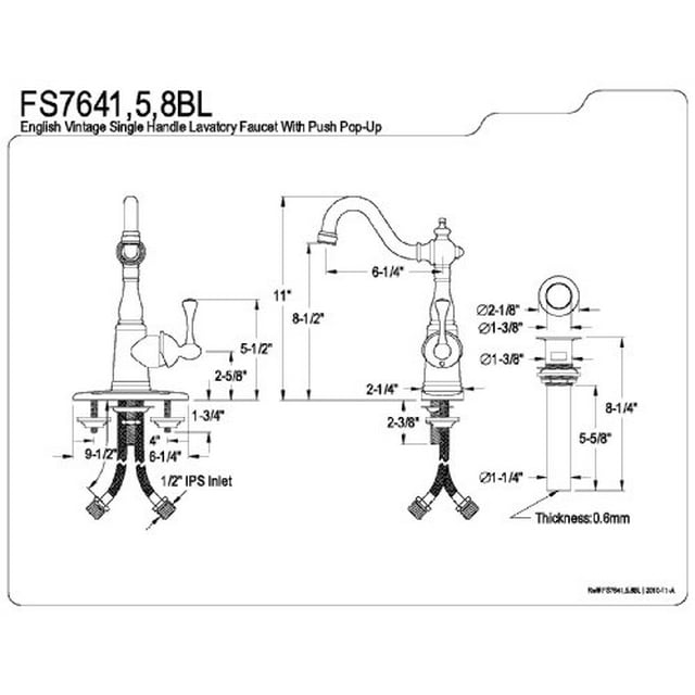 Fauceture FS7645BL English Vintage Single Handle 4" Centerset Lavatory Faucet, Oil Rubbed Bronze
