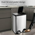 thumbnail image 5 of 60 Liter (2x30L) 16 Gallon Dual Trash Can, Recycle Bins for Kitchen with 2 Compartments, Trash and Recycle Bin Combo, Soft Close Lid, Stainless Steel Trash Can, 5 of 18