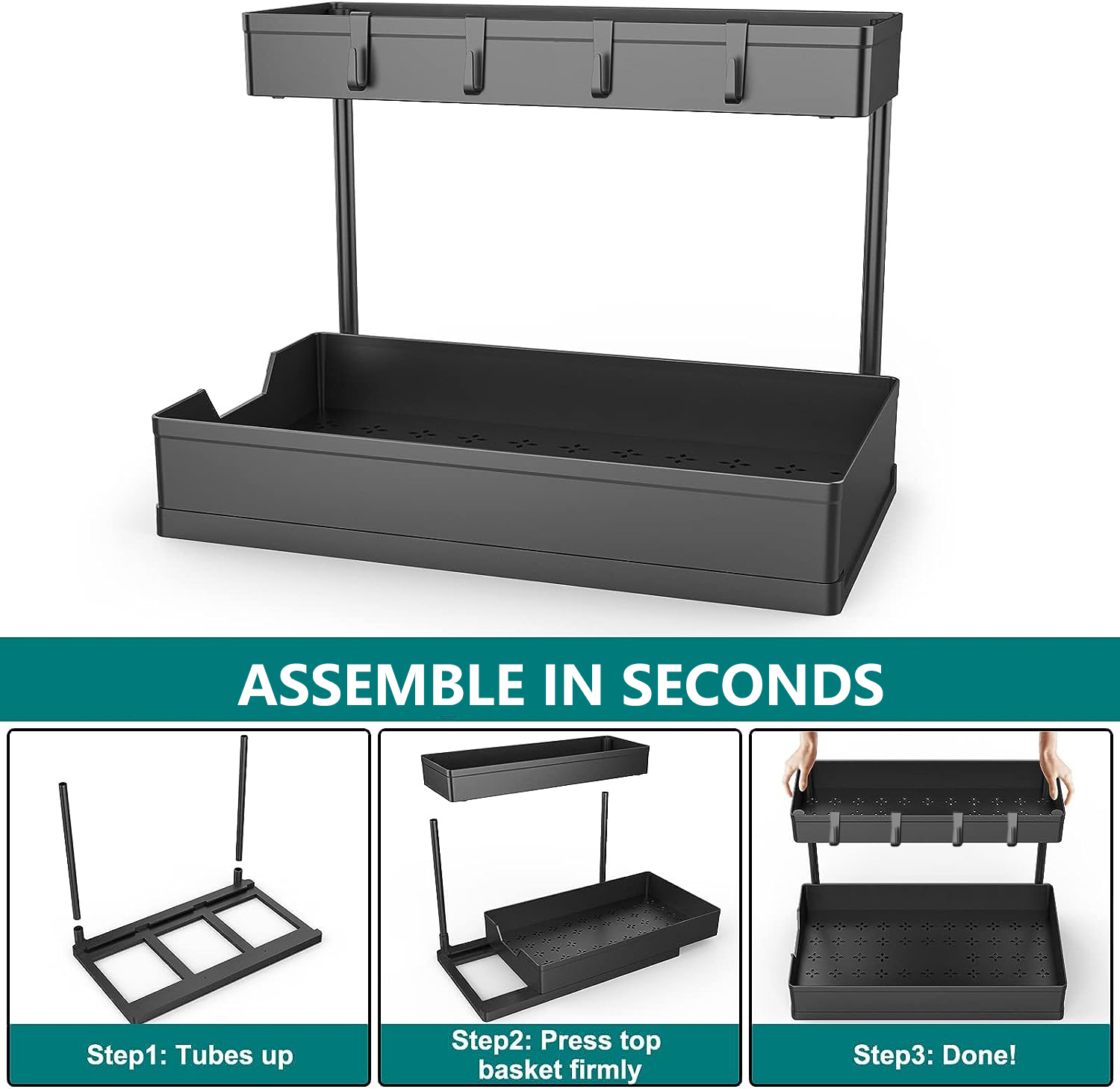 PHANCIR 2-Pack Under Sink Organizer Storage photo 3