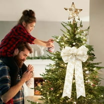 EWASWON Xmas Bow Decoration, 15.7" Polyester Christmas Bow - Reusable 3D Festive Bow for Tree, Door & Gift Wrapping, Multicolor Cloth Holiday Decor