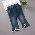 thumbnail image 4 of WOLLED Baby Girls' Flare Jeans Pants for Toddler Newborn Spring Fall Bell-Bottom Ruffle Flare Demin Skinny Pants 9M-7Y Kids Fall Flare Ruffle Fleece Leggings Trousers, 4 of 10