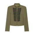 thumbnail image 2 of Outerwear Jackets for Women, YABCSAZ Women's Jacket Slim Fit Button-Decorated Blazer Casual Fashionable Lightweight Solid Color Soft Versatile Daily Outerwear, Army Green, 2 of 6