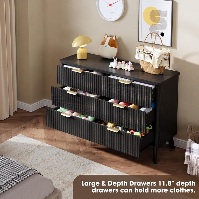 black ribbed dresser Jasper Dresser Mid-Century Fluted Black
