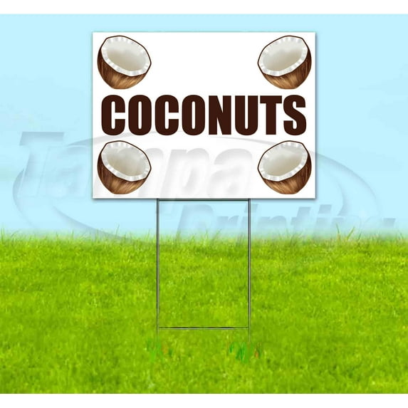 Coconuts (18" x 24") Yard Sign, Includes Metal Step Stake