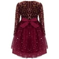 thumbnail image 2 of Miutii Shiny Sequin Long Sleeve Velvet Tulle Tutu Princess Dress Wedding Birthday Party Flower Girls Red 160, 2 of 8
