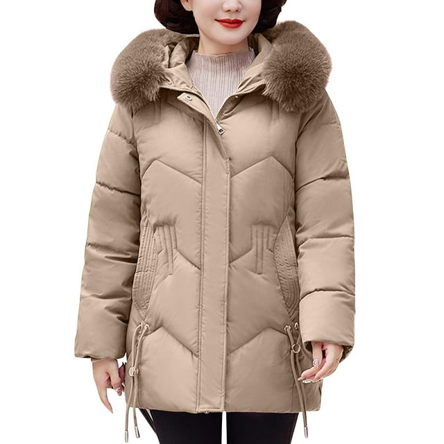 Pisexur Manteaux d'Hiver pour Femmes Couleur Unie Doudoune Mode Chaude à Fermeture Éclair Doudoune Décontractée Habillée en Coton Vestes d'Hiver avec Capuche