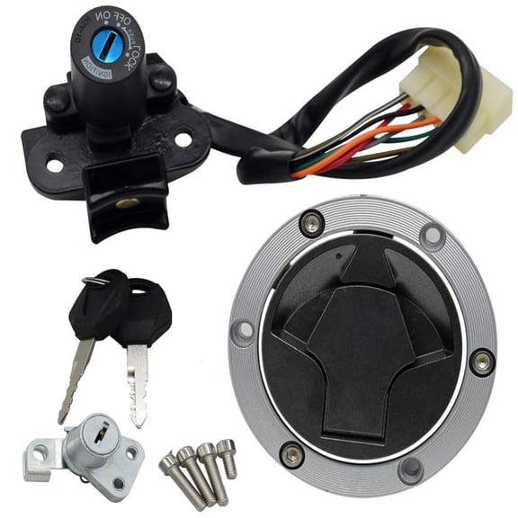 Ignition Switch Lock Key Fuel Gas Cap Fit for 2008-2012 Kawasaki Ninja 250R EX250J, 2014 Kawasaki Ninja 300 EX300A SE