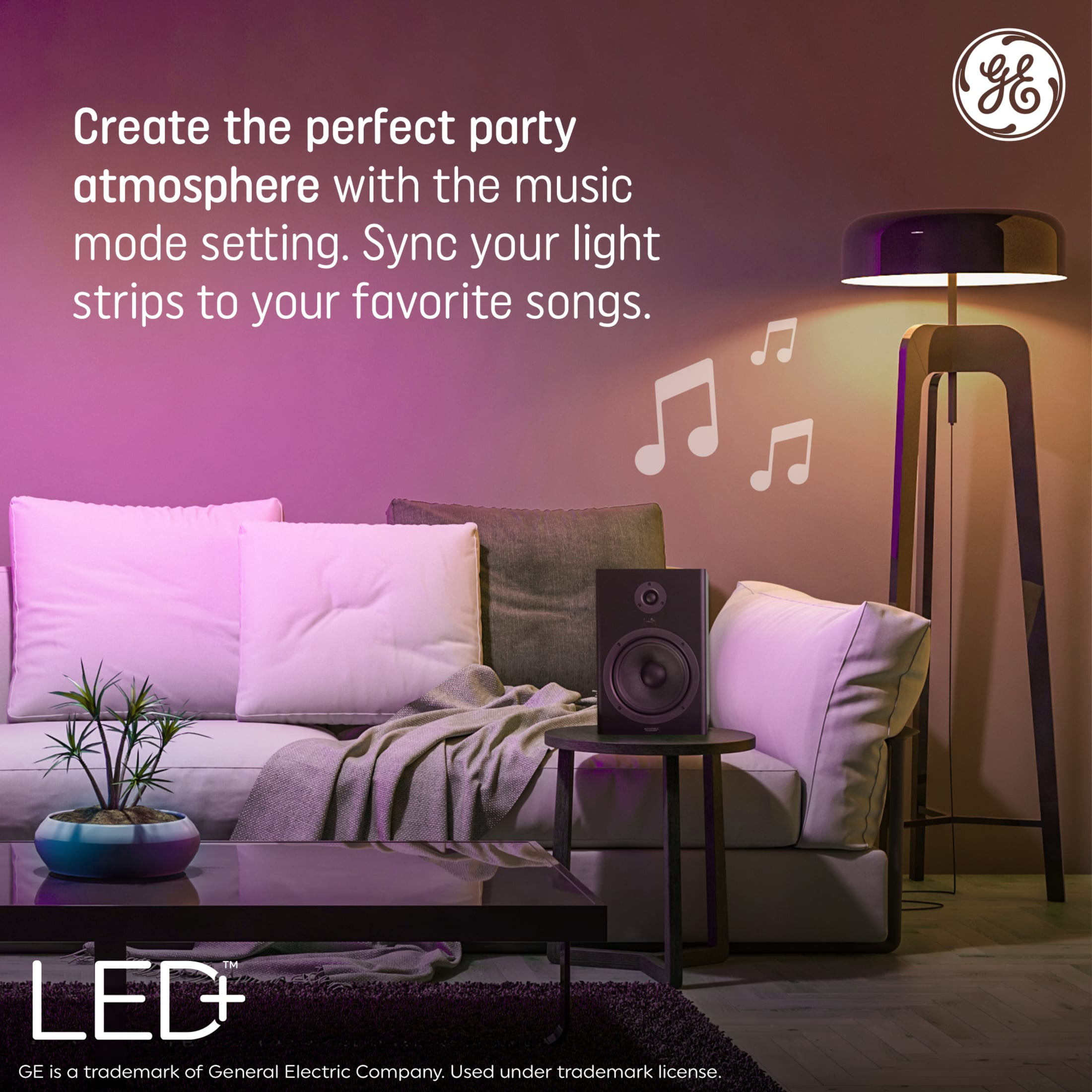 GE LED+ Color Changing LED Light Strip for Bedroom and Indoor Room Décor, 32ft, 1pk