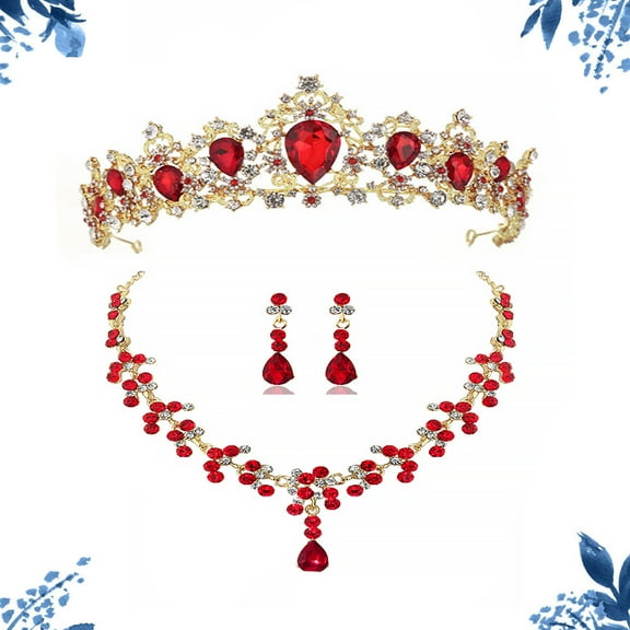 LOLIPPYY Women's Costume Jewelry Set - Elegant Red Necklaces and Accessories for Prom, Party, and Special Occasions