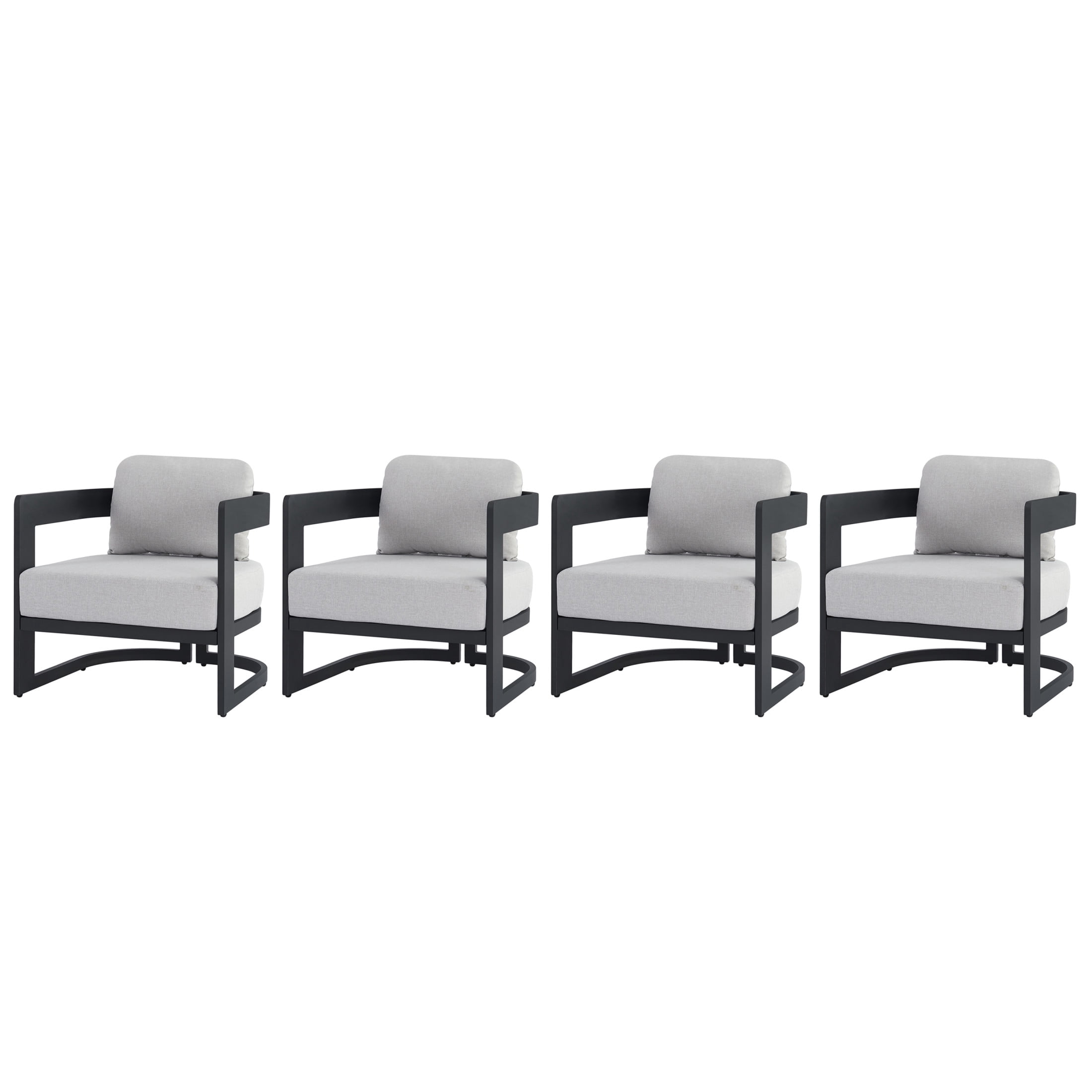 Christopher Knight Home Modern Outdoor Patio Club Chair, Dark Gray Aluminum Frame, Light Gray Cushion, Set of 4