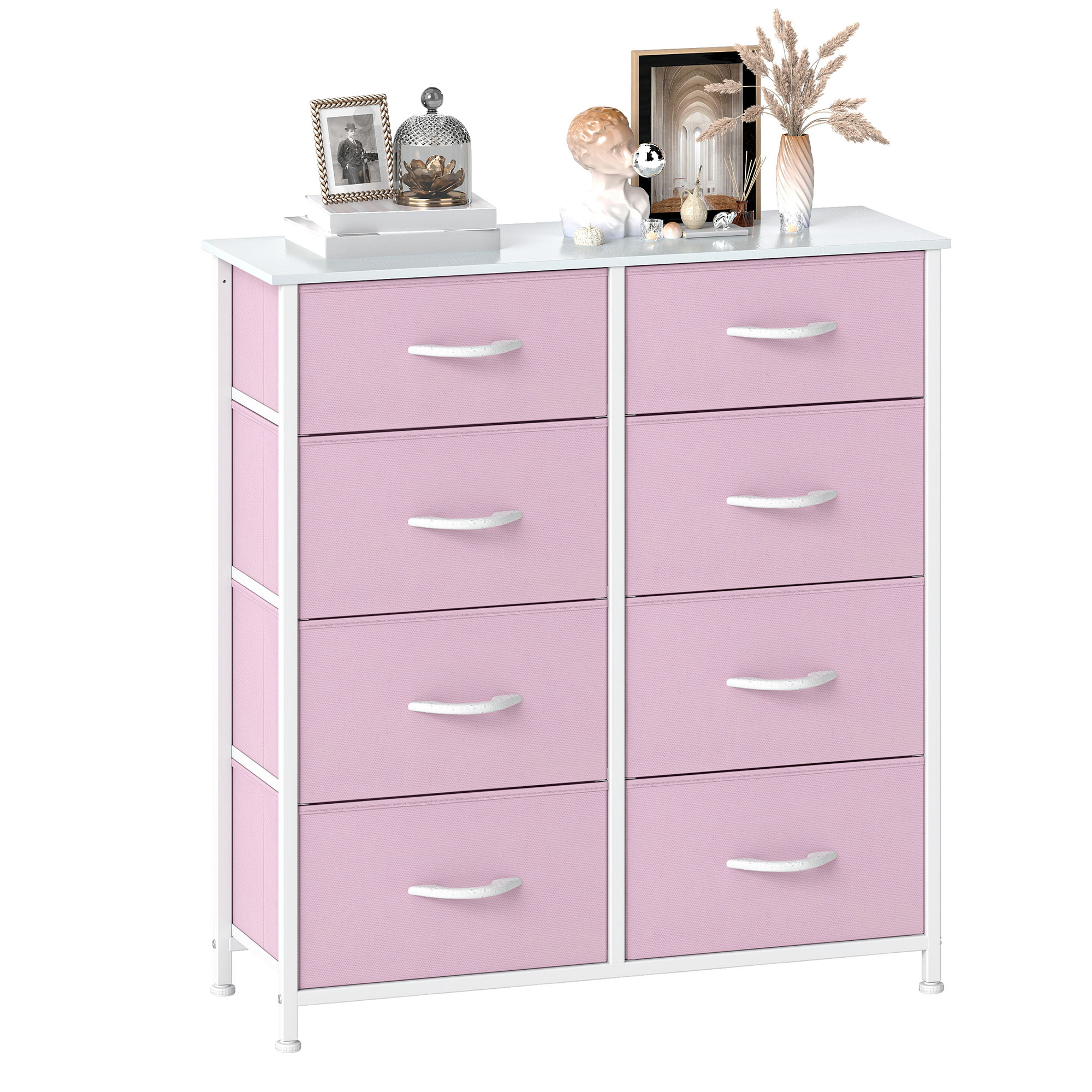 Uforic 8 Drawer Dresser, Fabric Storage Dressers for , Robust Metal Frame, Wood Finish Top