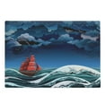 thumbnail image 1 of Nautical Cutting Board, Vintage Vessel Sailing in Stormy Weather at Dark Night Majestic Wave Print, Decorative Tempered Glass Cutting and Serving Board, Large Size, Blue Orange Plum, by Ambesonne, 1 of 1