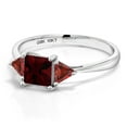 thumbnail image 3 of Gem Stone King 10K White Gold Red Garnet 3 Stone Engagement Ring for Women (1.32 Cttw, Gemstone January Birthstone, Princess Center 5MM, Trillion 3.5MM, Size 6), 3 of 5