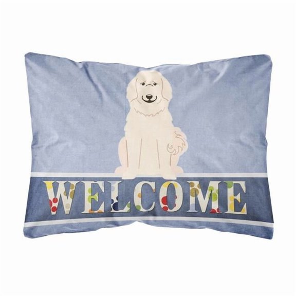 Carolines Treasures BB5664PW1216 Great Pyrenese Welcome Canvas Fabric Decorative Pillow, 12H x16W, multicolor